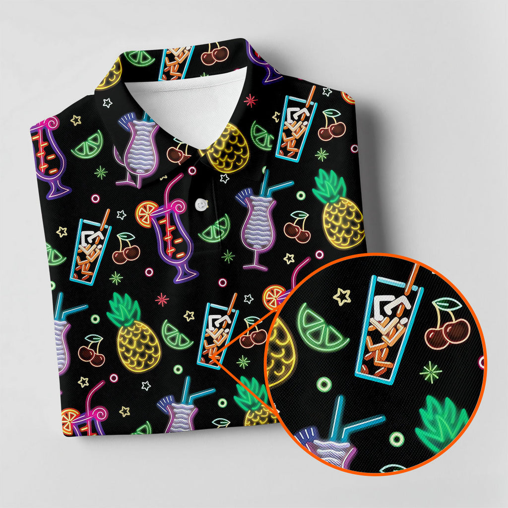 Pineapple Cocktail Tropical Golf Shirts, Hawaiian Golf Polo, Ladies Sleeveless Polo, Ladies Golf Shirts