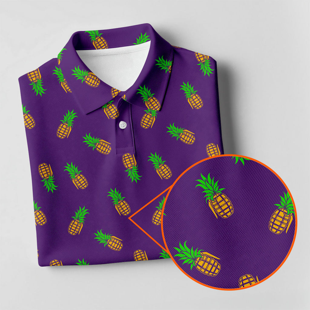 Pineapple Grenade Purple Golf Shirts, Cool Golf Gift, Ladies Golf Shirts, Golfing Apparel