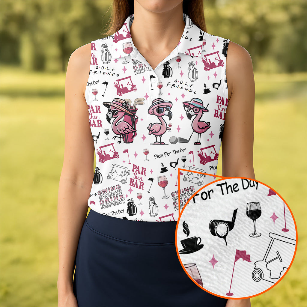 Golf Friends Par Then Bar Flamingo Golf Shirt, Golf Team Shirt, Ladies Sleeveless Tops, Ladies Golf Shirts