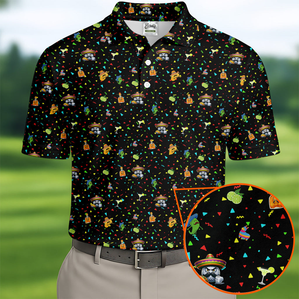Fairway Fiesta Black Golf Polo Shirt, Fun Golf Shirts For Men, Polo Shirts For Men, Golfing Apparel