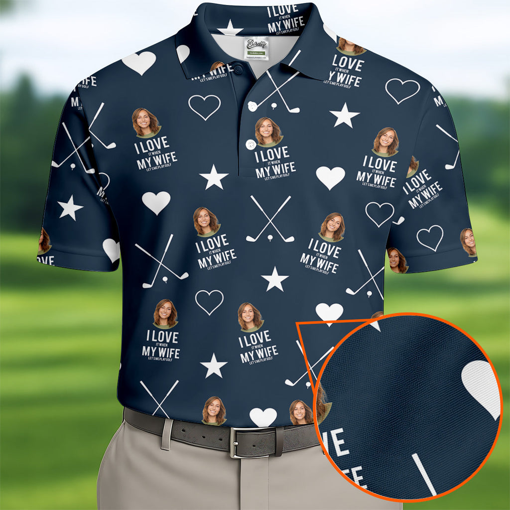 I Love It When My Wife Let's Me Play Golf Navy Fun Golf Shirts For Men, Polo Shirts For Men