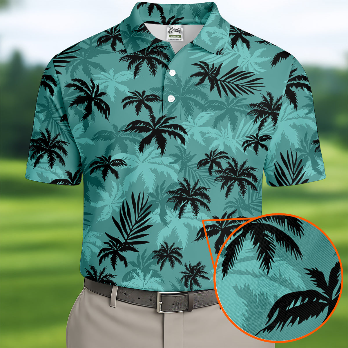 Tropical Palm Leaves Golf Tops For Men, Hawaiian Golf Shirts, Polo Shirts For Men, Golf Gift For Men