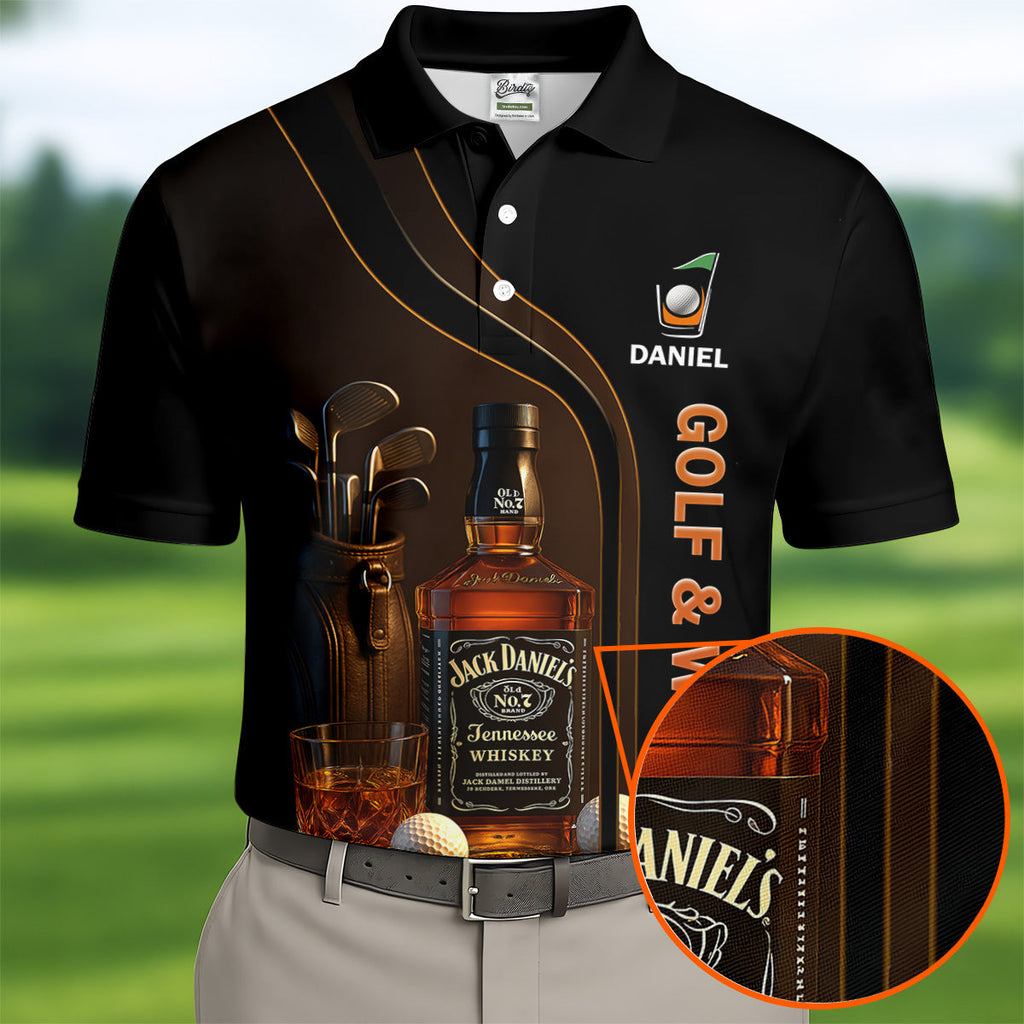 Golf And Whiskey Fun Golf Shirt, Men's Funny Golf Shirts, Unique Gift For Golfer, Golfing Apparel
