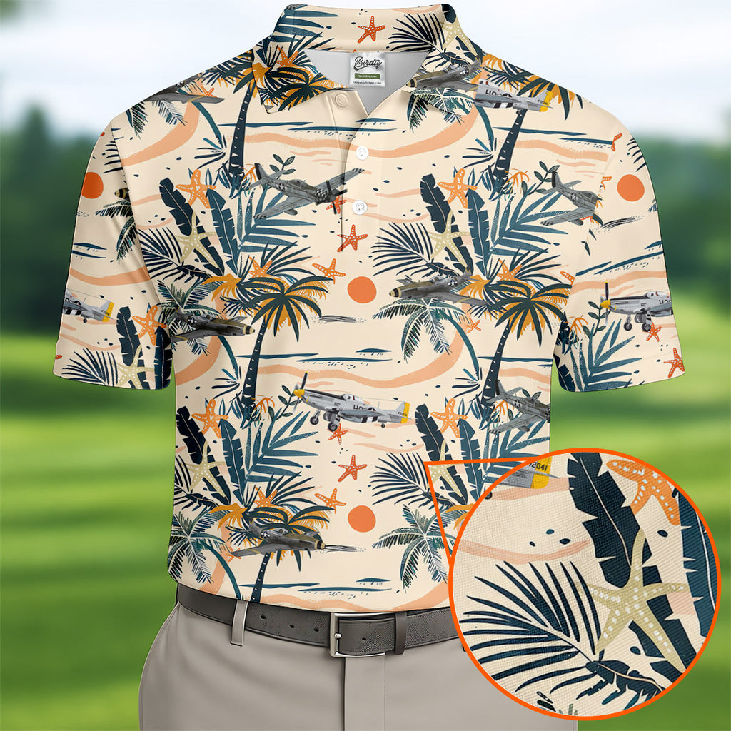 Beach Tropical Seamless Pattern Men Polo, Retro Golf Shirt, Polo Shirts For Men, Golfing Apparel