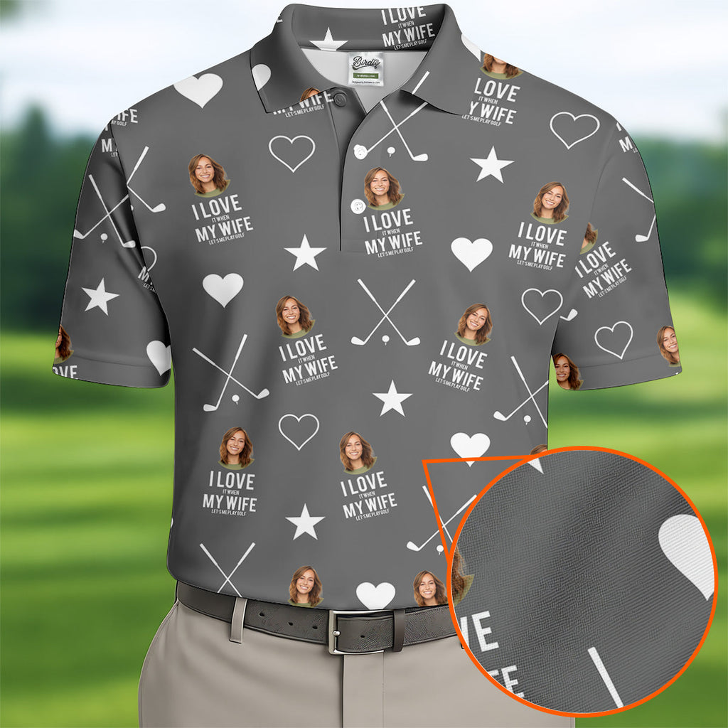 I Love It When My Wife Let's Me Play Golf Grey Fun Golf Shirts For Men, Polo Shirts For Men