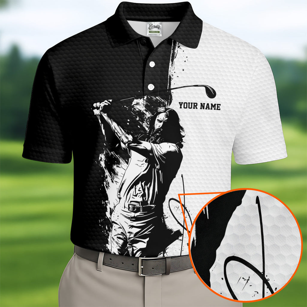 Jesus Is My Savior Golf Is My Therapy Christian Golf Shirt, Black And White Golf Polo, Polo Shirts For Men