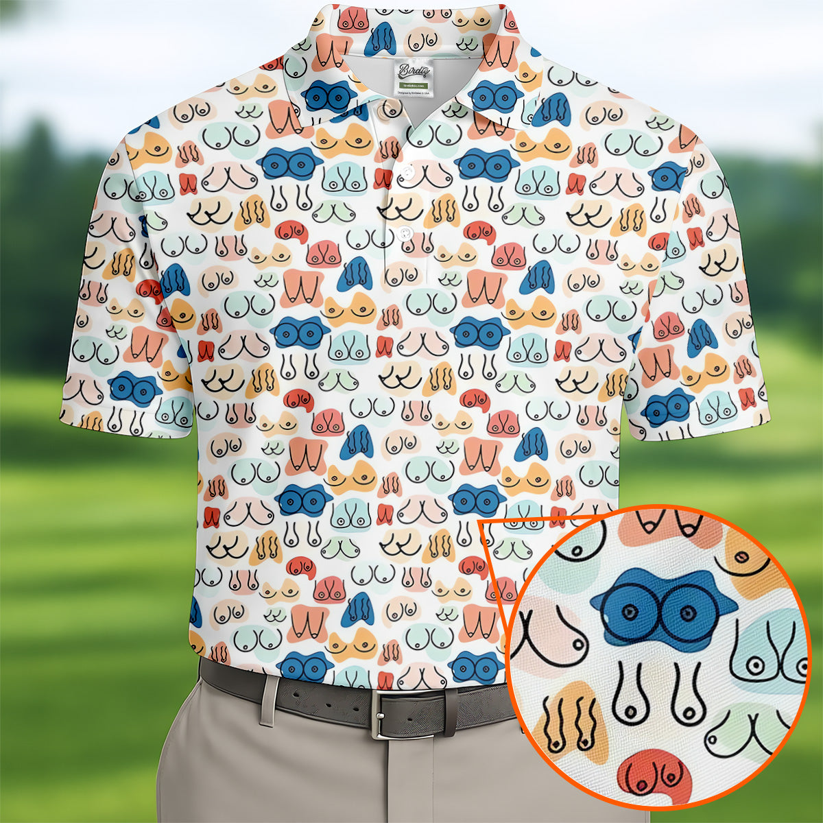 Fun Pattern Colorful Golf Shirt, Golf Tops For Men, Men's Funny Golf Shirts, Golf Gift For Men