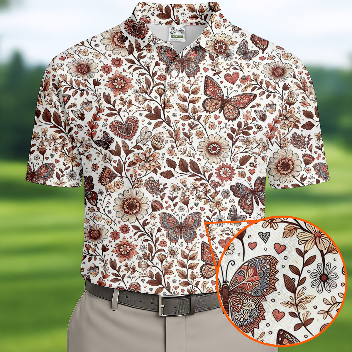 Spring Butterfly Golf Tops For Men, Retro Golf Shirt, Polo Shirts For Men, Golfing Apparel