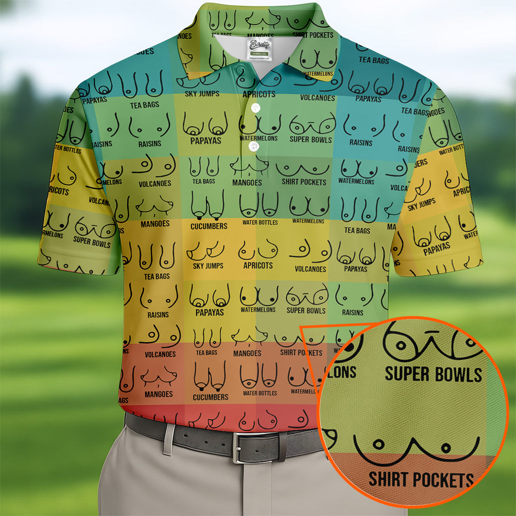 Colorful Fun Mens Golf Shirt, Golf Tops For Men, Gifts For Golf Lovers, Polo Shirts For Men, Golfing Apparel