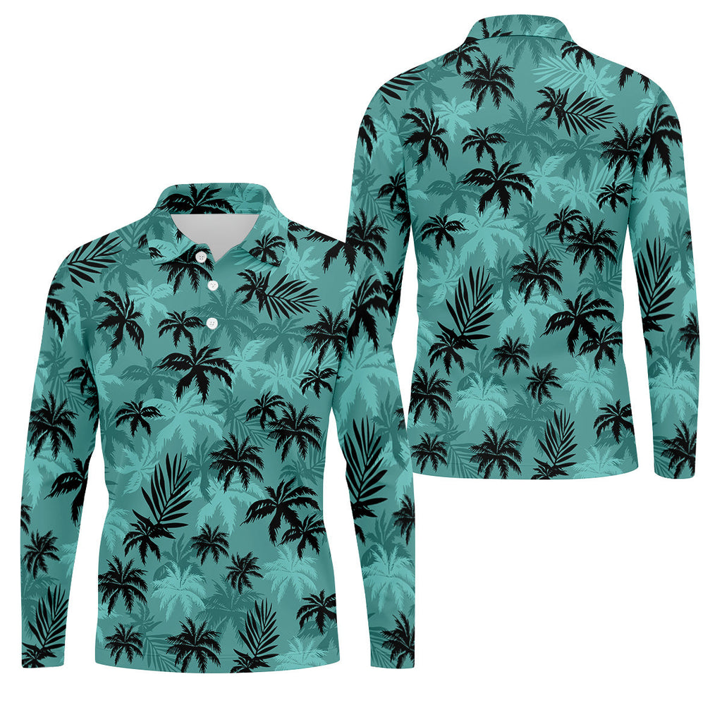 Tropical Palm Leaves Golf Tops For Men, Hawaiian Golf Shirts, Polo Shirts For Men, Golf Gift For Men