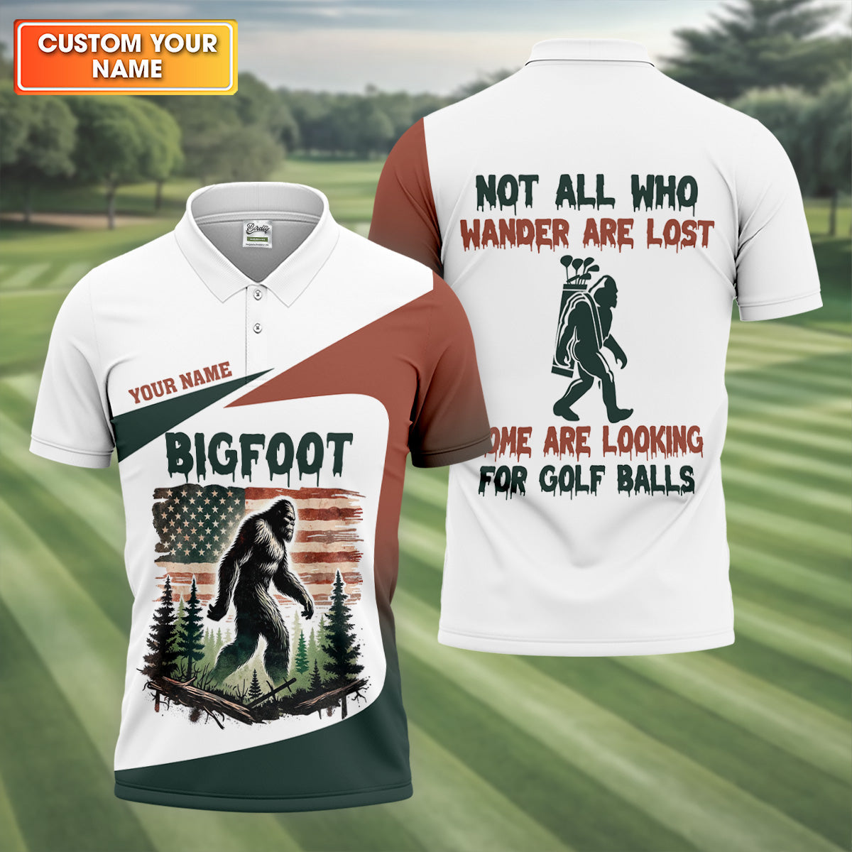 Not All Who Wander Are Lost Bigfoot Golf Shirt, Men's Patriotic Golf Shirts, Polo Shirts For Men