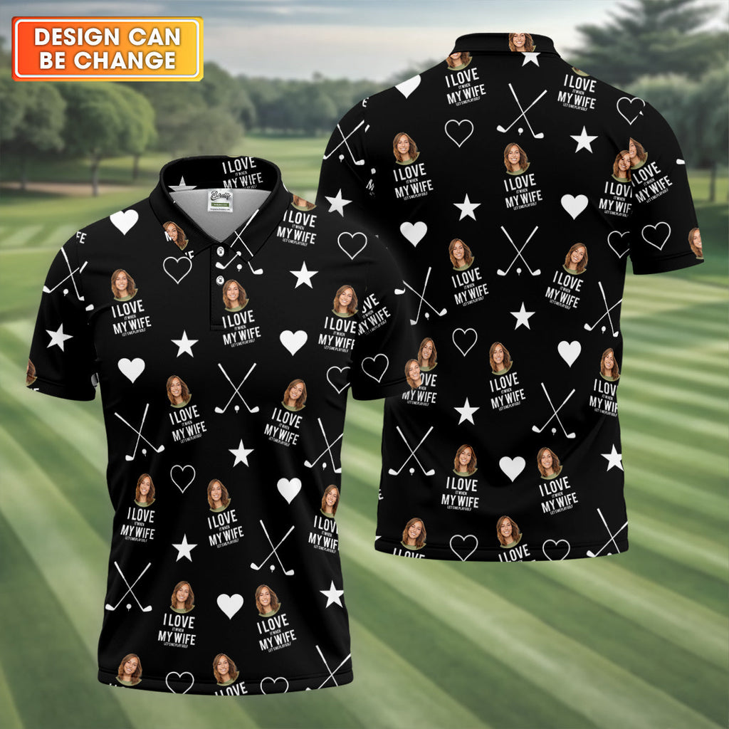 I Love It When My Wife Let's Me Play Golf Black Fun Golf Shirts For Men, Polo Shirts For Men