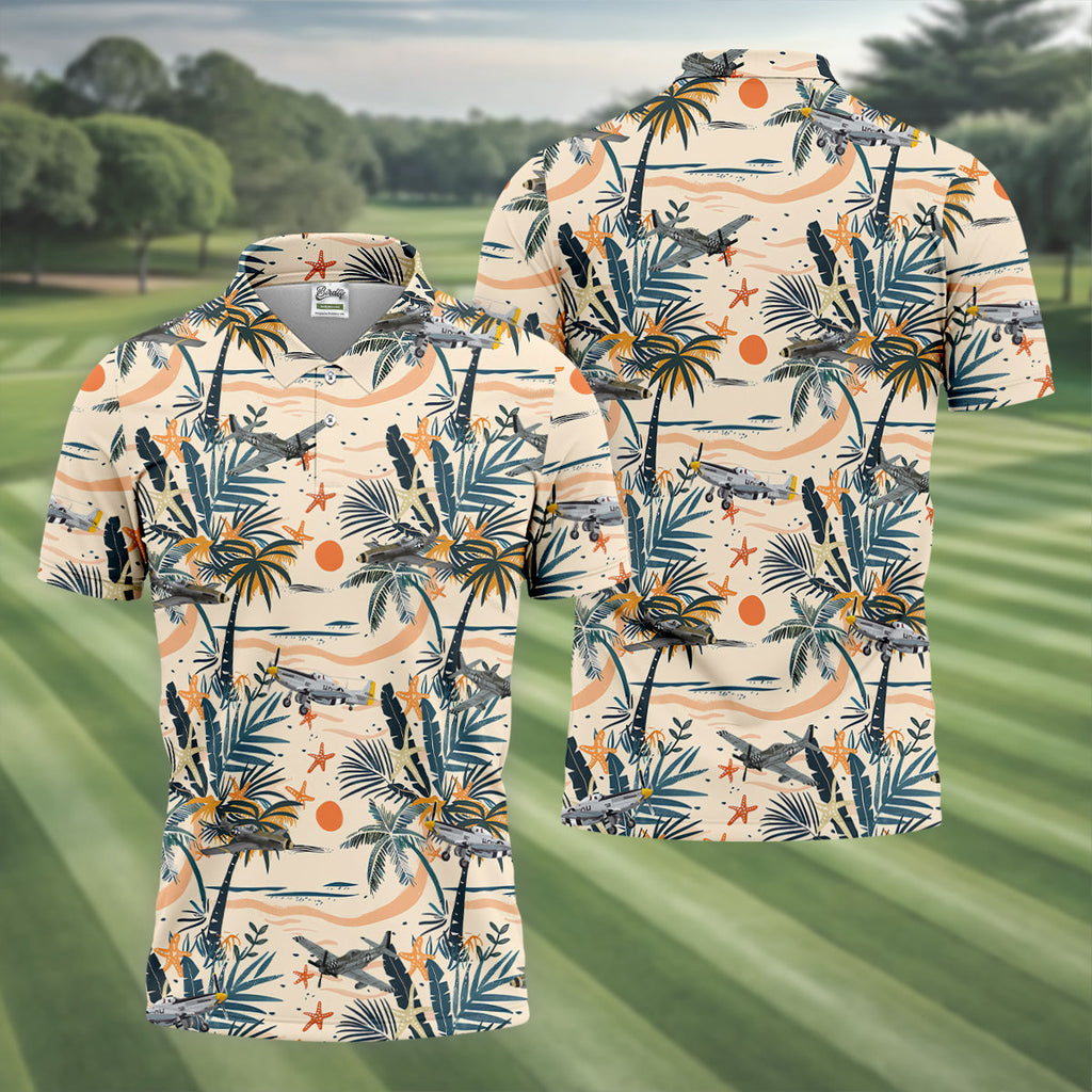 Beach Tropical Seamless Pattern Men Polo, Retro Golf Shirt, Polo Shirts For Men, Golfing Apparel