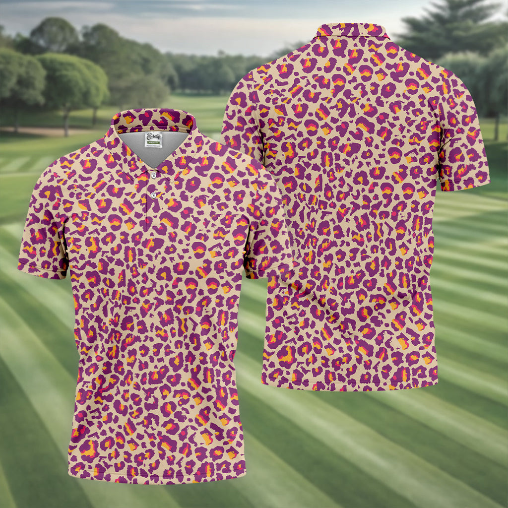 Pink Leopard Golf Tops For Men, Golf Gift For Men, Golf Shirts For Men, Golfing Apparel