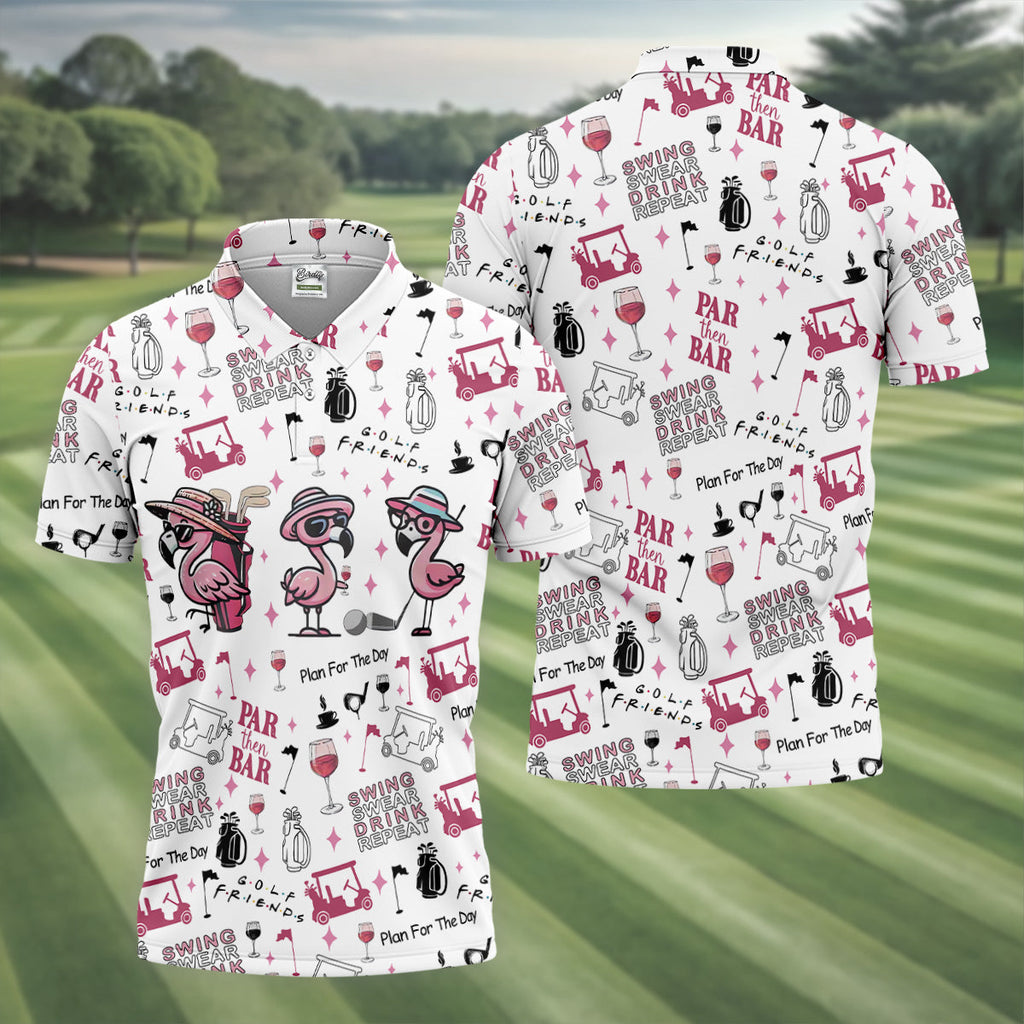 Golf Friends Par Then Bar Flamingo Golf Shirt, Golf Team Shirt, Fun Golf Shirts For Men, Golf Gift For Men