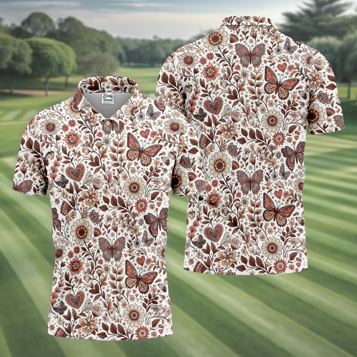 Spring Butterfly Golf Tops For Men, Retro Golf Shirt, Polo Shirts For Men, Golfing Apparel