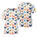 Colorful Animated Chickens White Polo Shirt Mens, Fun Golf Shirts For Men, Gift For Chicken Lover