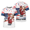 Red White And Donald Trump Men's Patriotic Golf Shirts, Polo Shirts For Men, Golfing Apparel
