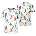 Colorful Bigfoot Silhouette Pattern Men's Funny Golf Shirts, Unique Gift For Golfer, Polo For Men