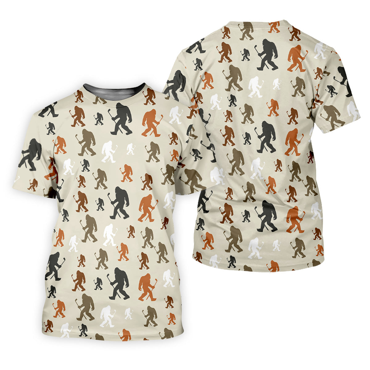 Bigfoot Silhouette Pattern Men's Funny Golf Shirts, Polo Shirts For Men, Cool Golf Gift
