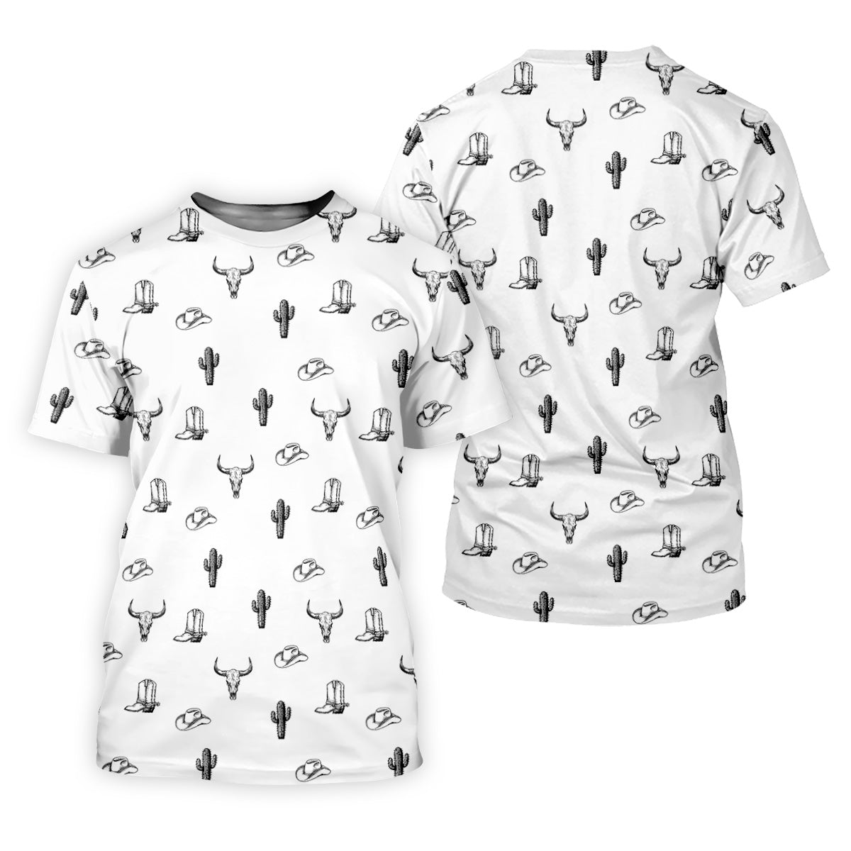 Wild West Cactus White Western Golf Shirt, Golf Tops For Men, Polo Shirts For Men, Golfing Apparel