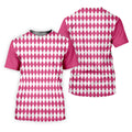 White And Pink Argyle Pattern Men Polo, Polo Shirts For Men, Golf Gift For Men, Golfing Apparel
