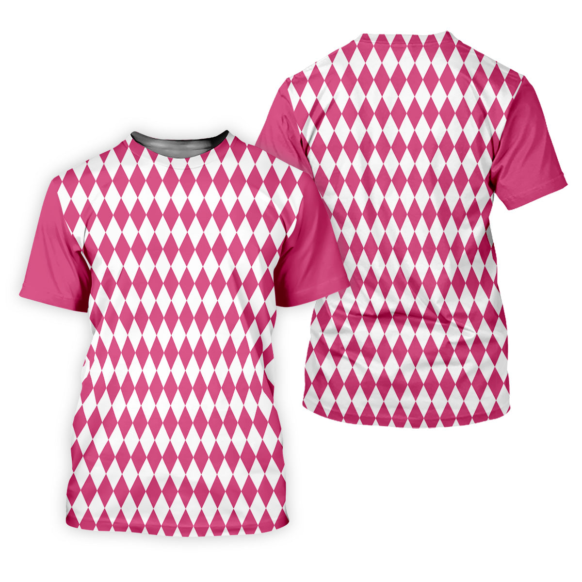 White And Pink Argyle Pattern Men Polo, Polo Shirts For Men, Golf Gift For Men, Golfing Apparel