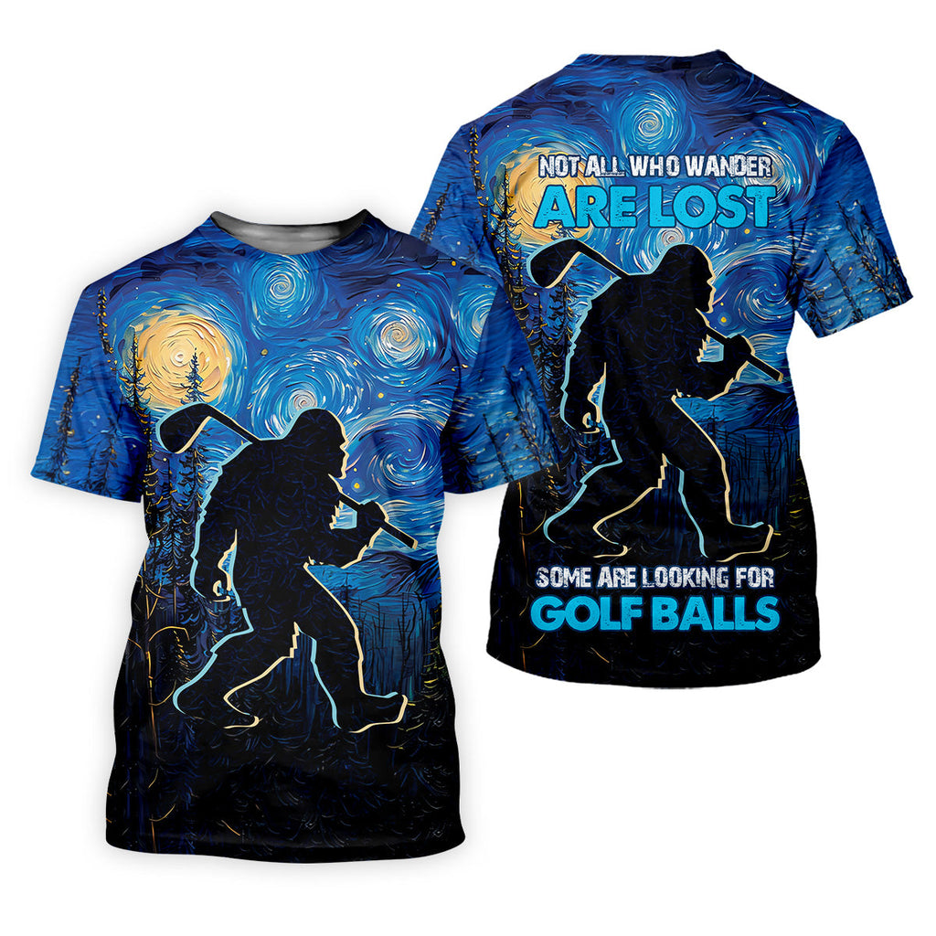 Not All Who Wander Are Lost Starry Night Shirt, Sasquatch Golf Shirt, Ladies Golf Shirts, Golfing Apparel