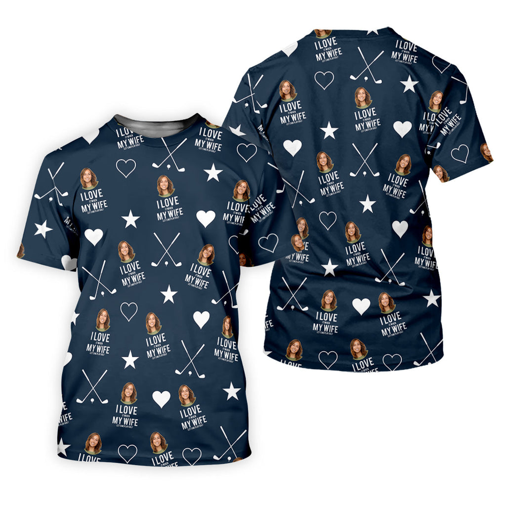 I Love It When My Wife Let's Me Play Golf Navy Fun Golf Shirts For Men, Polo Shirts For Men