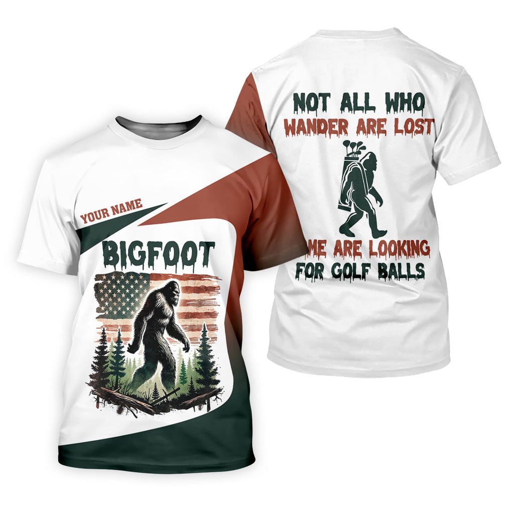 Not All Who Wander Are Lost Bigfoot Golf Shirt, Men's Patriotic Golf Shirts, Polo Shirts For Men
