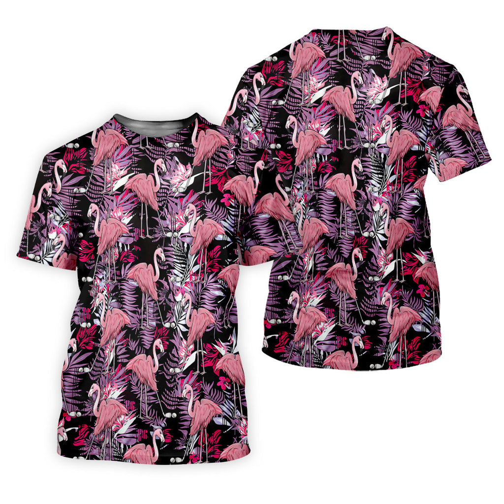 Tropical Flamingo Purple Golf Shirt, Golf Tops For Men, Polo Shirts For Men, Golfing Apparel