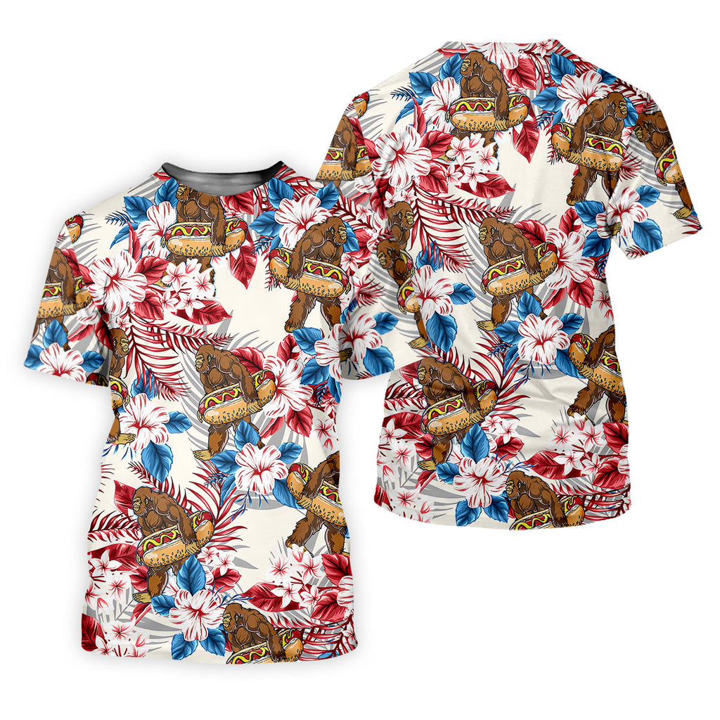 Bigfoot Hawaiian Shirts, Funny Hotdog Men Polo, Fun Golf Shirts For Men, Golfing Apparel