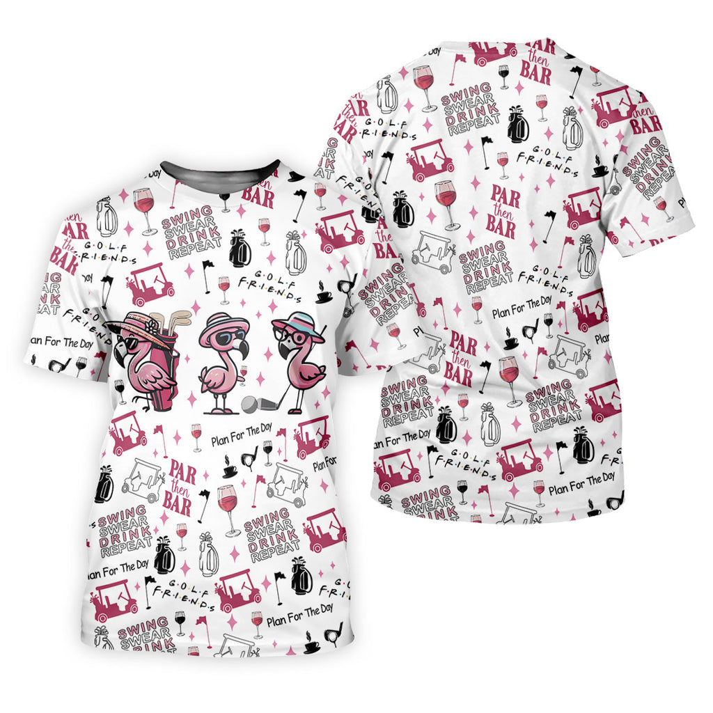 Golf Friends Par Then Bar Flamingo Golf Shirt, Golf Team Shirt, Fun Golf Shirts For Men, Golf Gift For Men