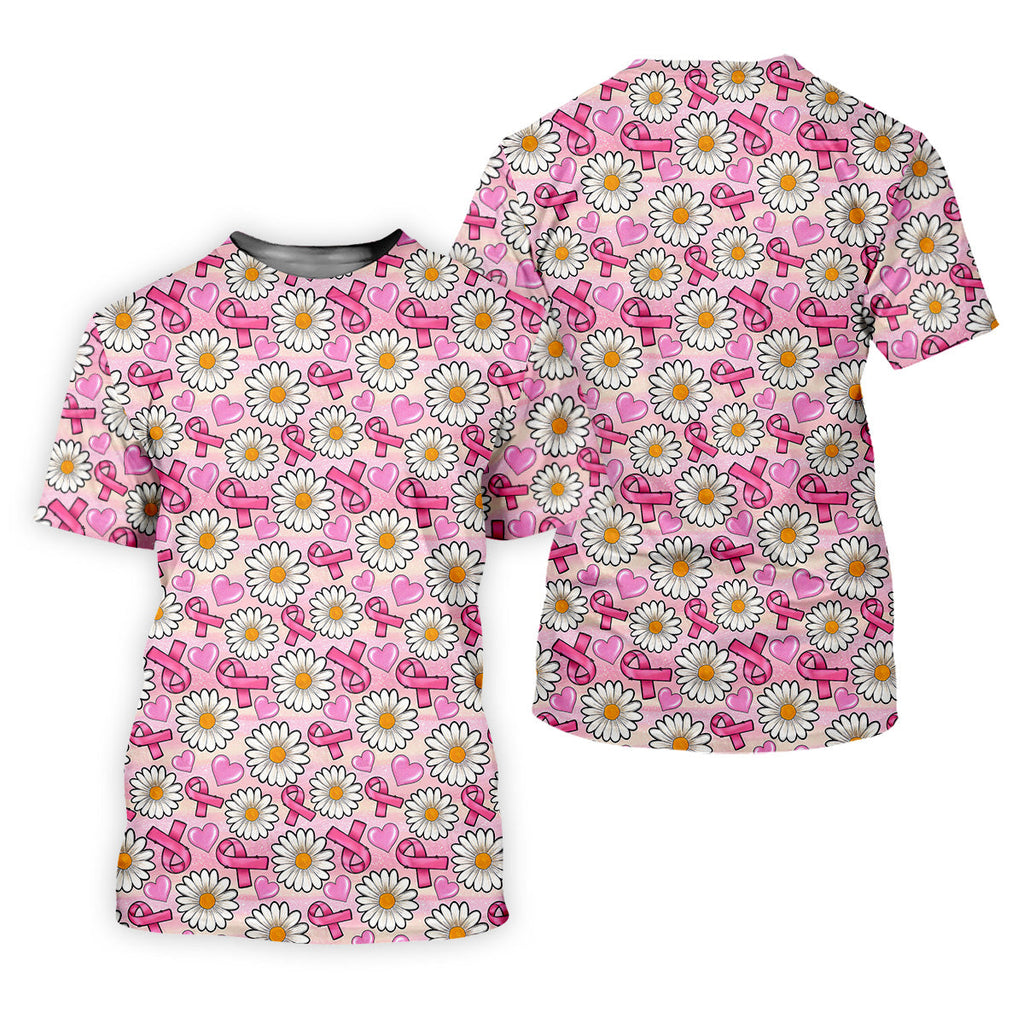 Daisy Pink Breast Cancer Golf Shirt, Mens Golf Polo Shirts, White Polo Shirt Mens, Golfing Apparel