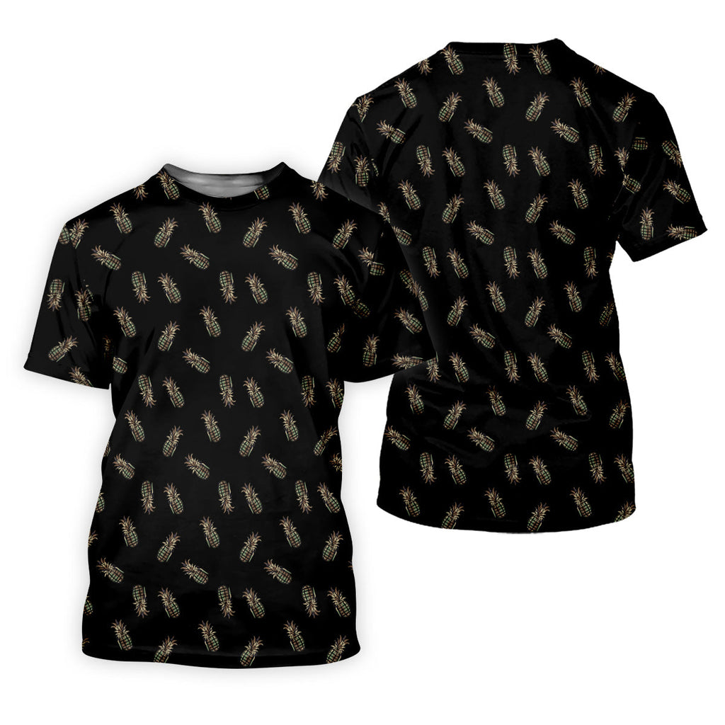 Pineapple Grenade Black Grey Golf Tops For Men, Men Polo, Golf Gift For Men, Golfing Apparel