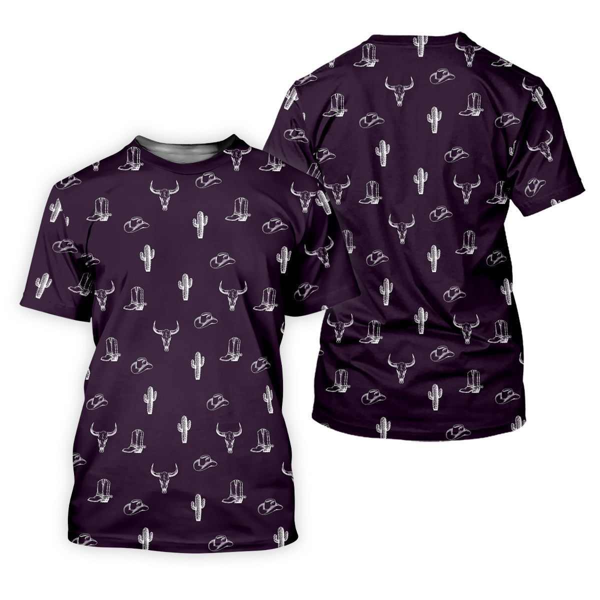 Wild West Cactus Purple Western Golf Shirt, Golf Tops For Men, Polo Shirts For Men, Golfing Apparel