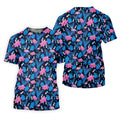 Flamingo Pink Pink And Blue Tropical Golf Shirts, Polo Shirts For Men, Golf Gift For Men, Golfing Apparel