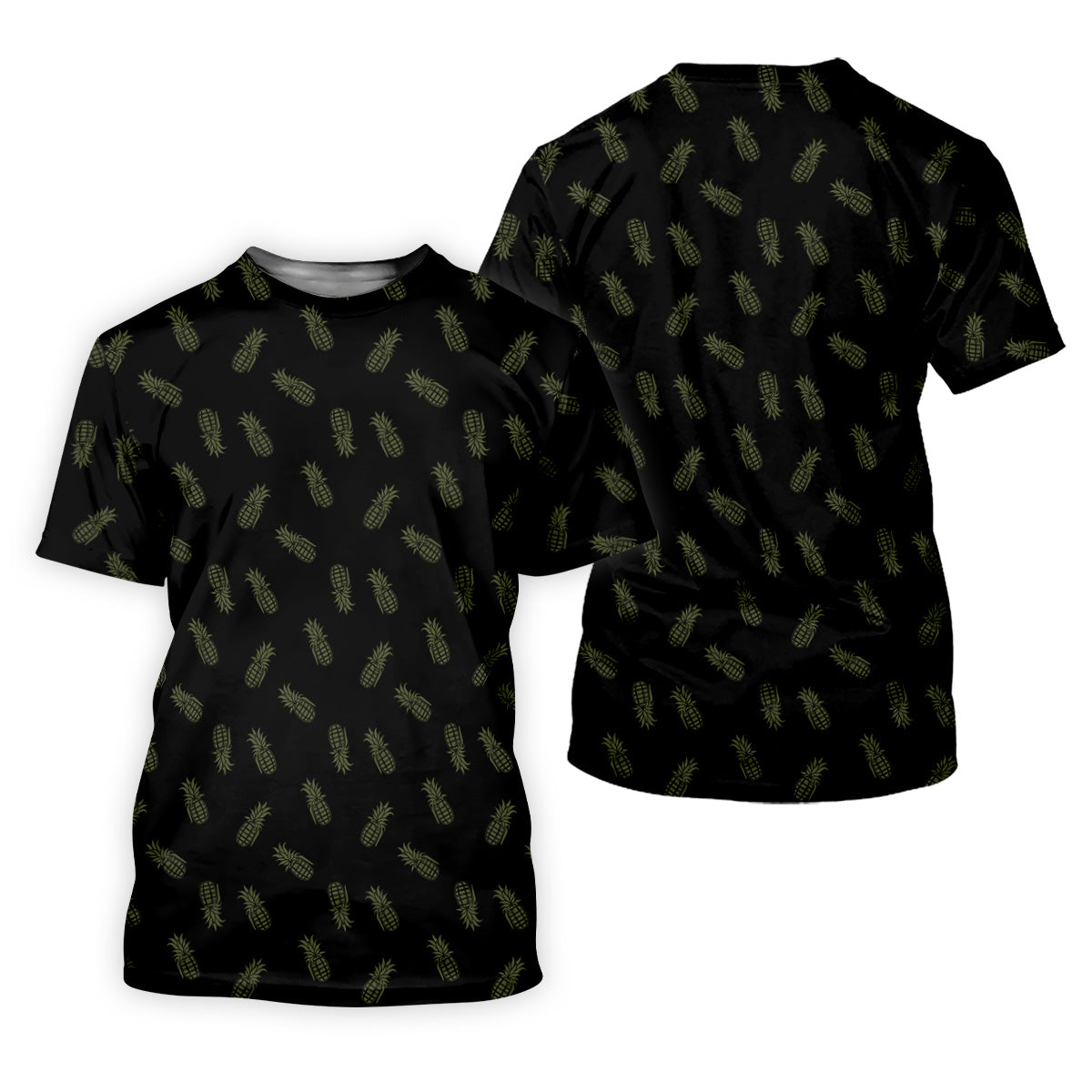 Pineapple Grenade Black Moss Green Golf Tops For Men, Men Polo, Golf Gift For Men