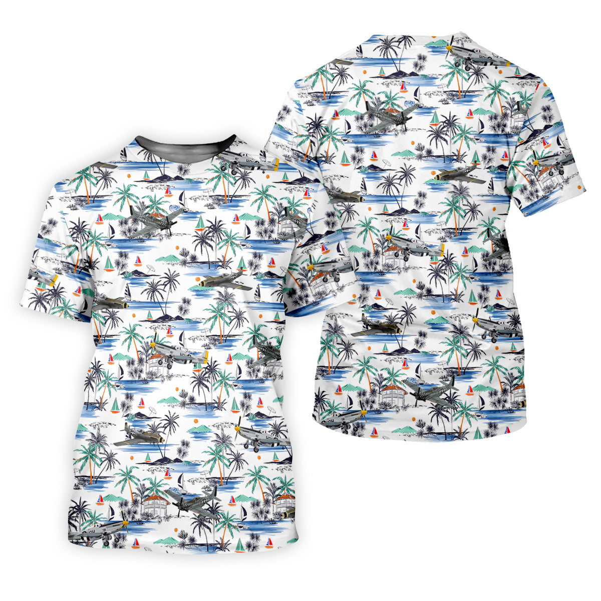 Light Blue Airplane Tropical Golf Shirts, Polo Shirts For Men, Gifts For Golf Lovers, Golf Shirts For Men