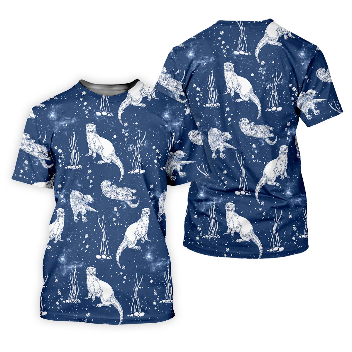 Adorable Otter Ocean Vibe Tropical Golf Shirts, Men's Funny Golf Shirts, Gift For Animal Lovers