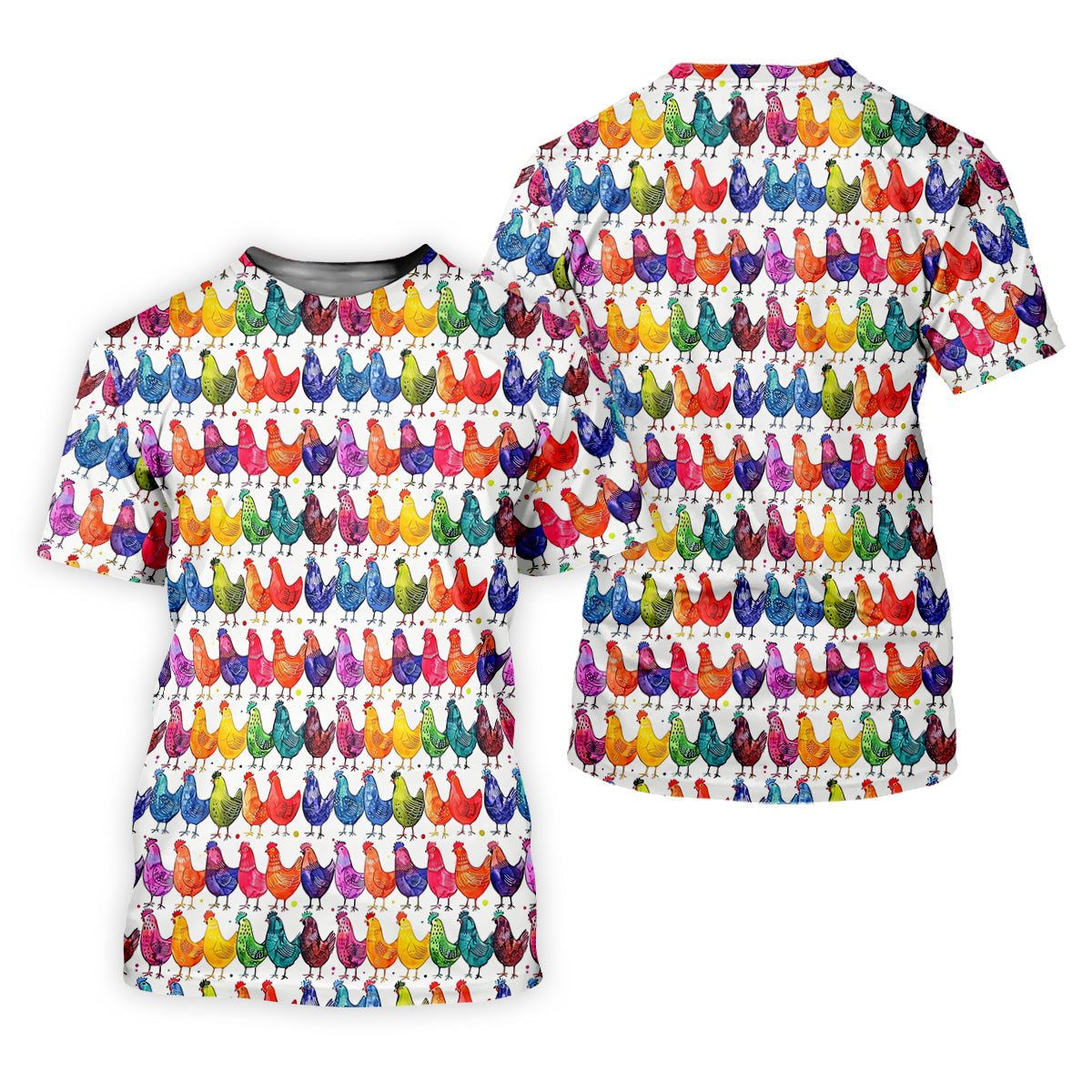 Whimsical Chicken Colorful Golf Shirt, Cute Golf Outfit, Polo Shirts For Men, Golfing Apparel