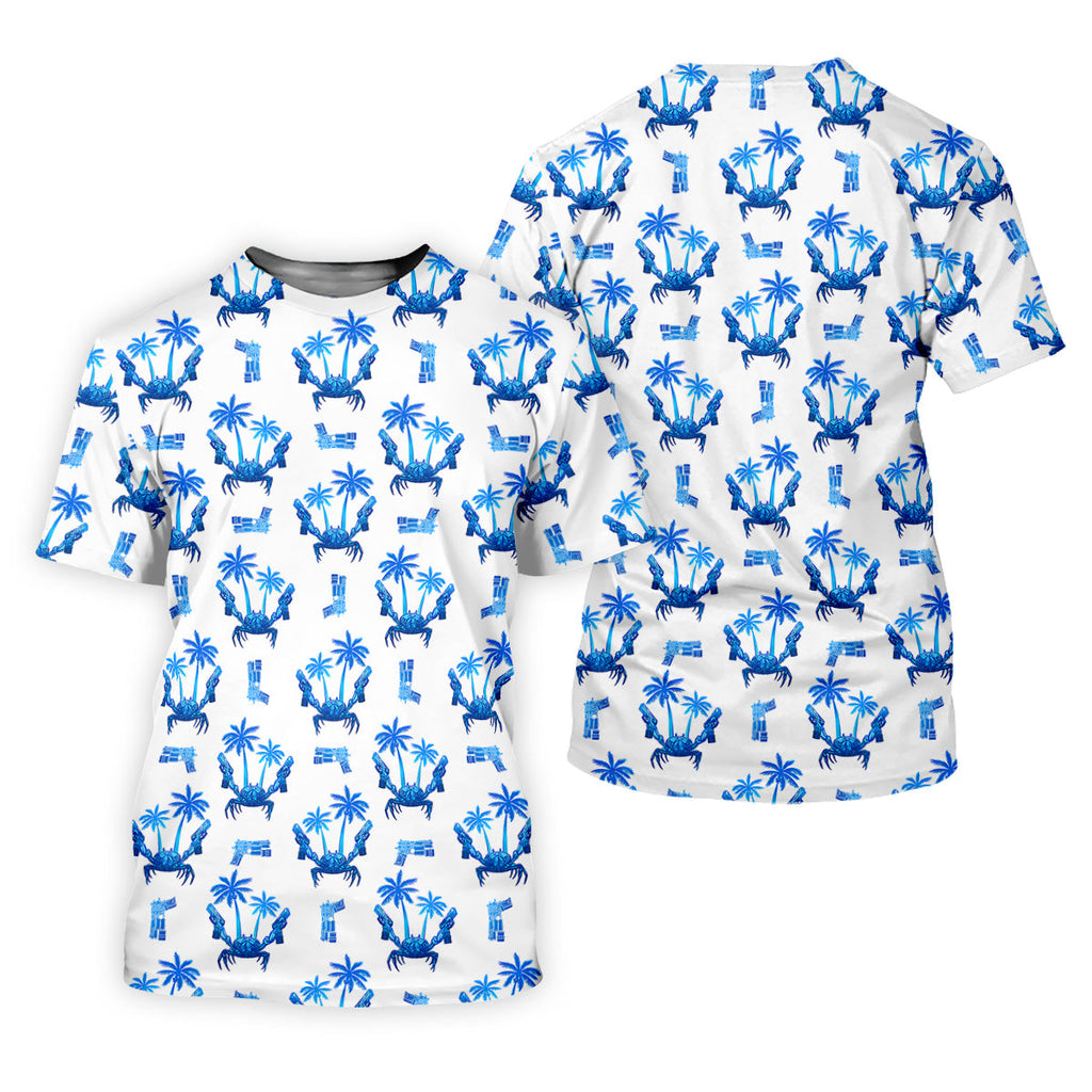 The Blue Crab Tropical Golf Shirts, Golf Gift For Men, Golf Shirts For Men, Golfing Apparel