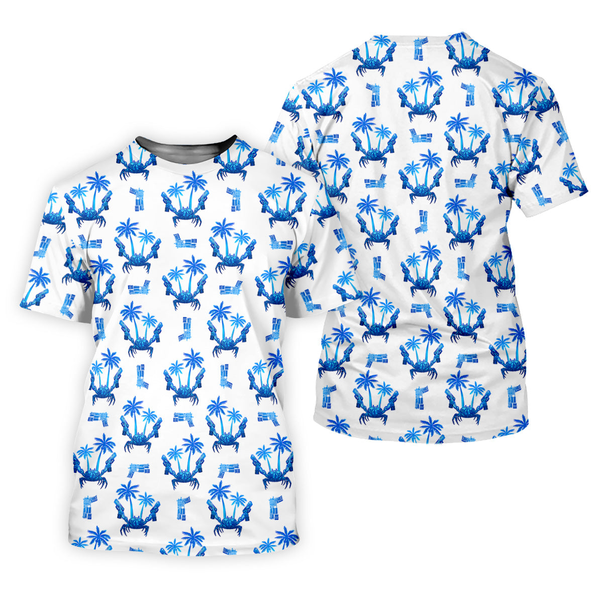 The Blue Crab Tropical Golf Shirts, Golf Gift For Men, Golf Shirts For Men, Golfing Apparel