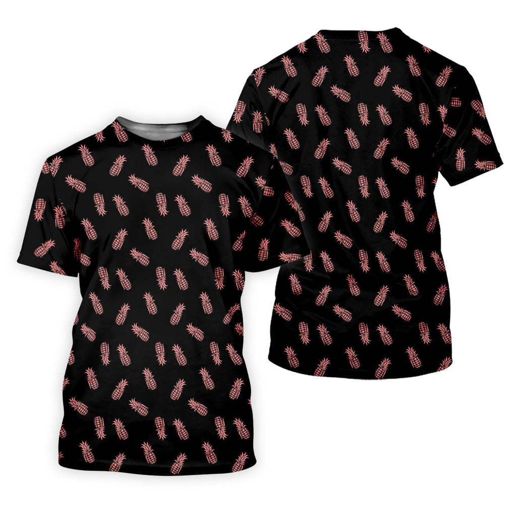 Pineapple Grenade Black And Pink Golf Tops For Men, Men Polo, Golf Gift For Men
