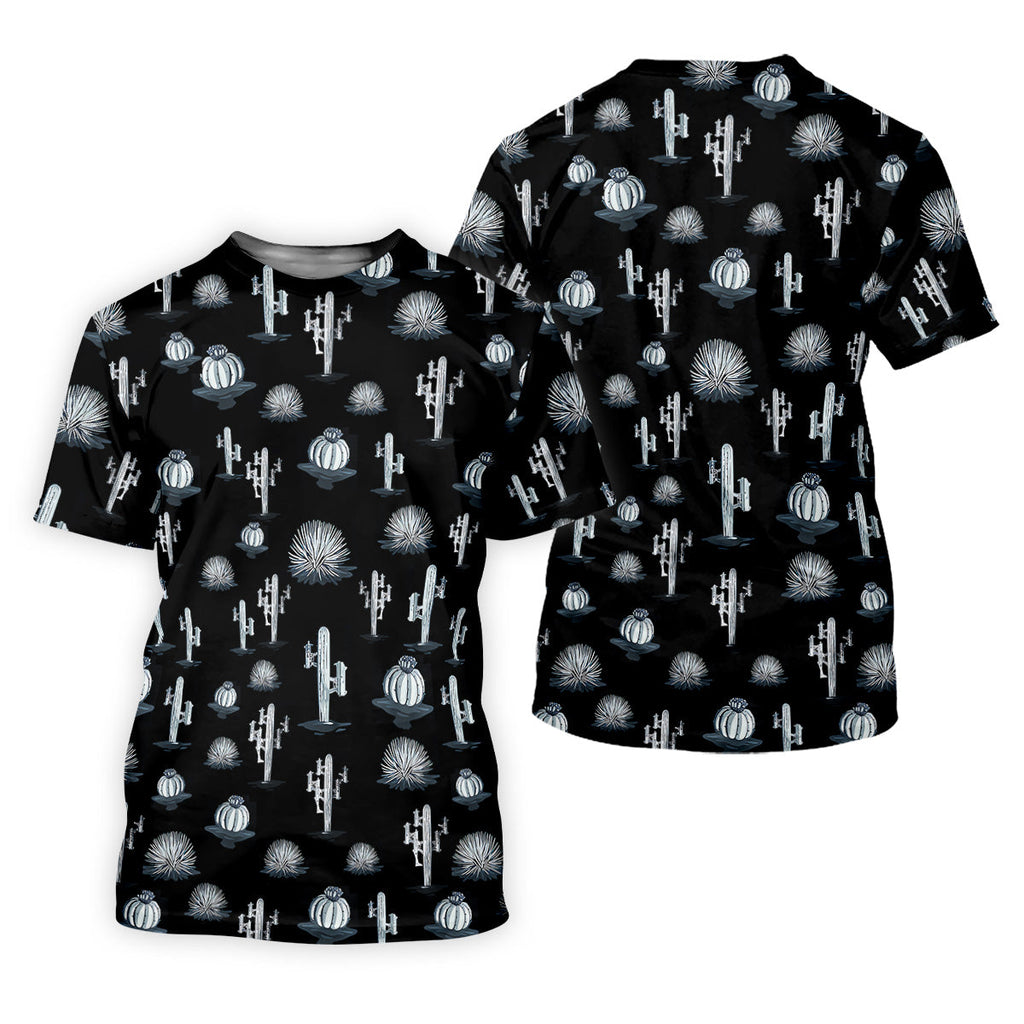 Desert Cactus Black And White Golf Tops For Men, Golf Gift For Men, Golf Shirts For Men