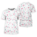Flamingo Tropical White Polo Shirt, Summer Polo Shirt Unique Gift For Golfer