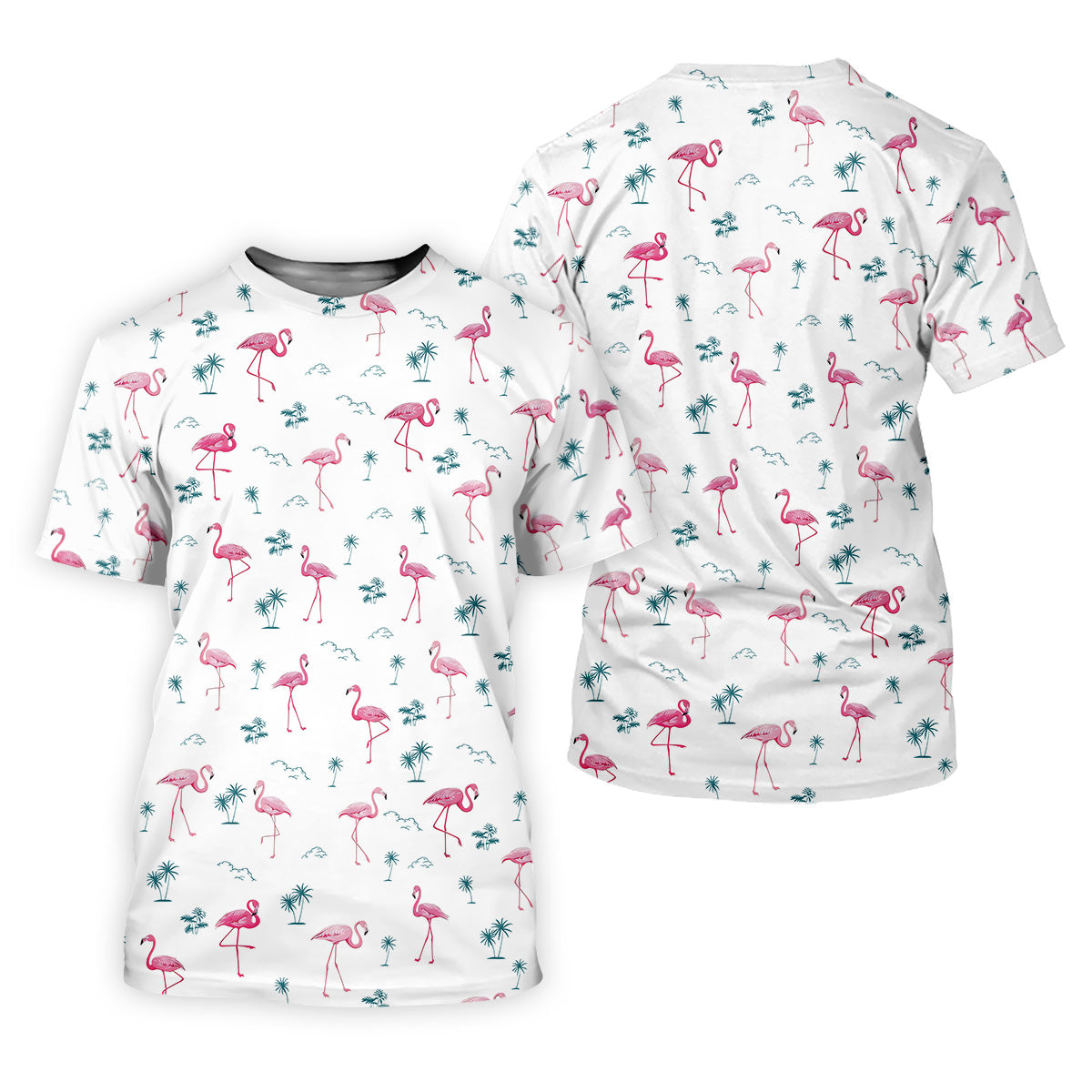 Flamingo Tropical White Polo Shirt, Summer Polo Shirt Unique Gift For Golfer