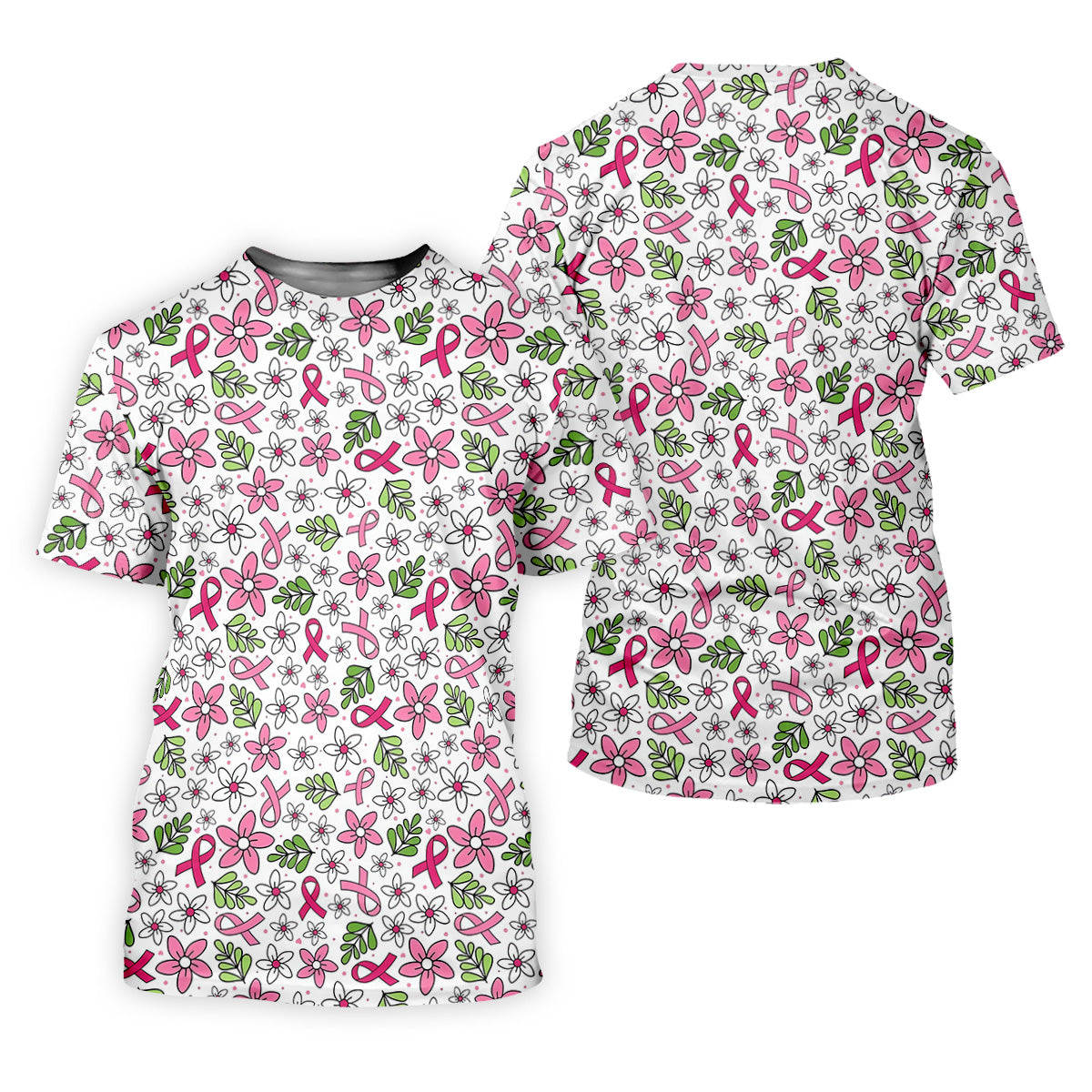 Breast Cancer Awareness Ribbon Flower Men Shirt, Cancer Awareness Shirt, Polo Shirts For Men
