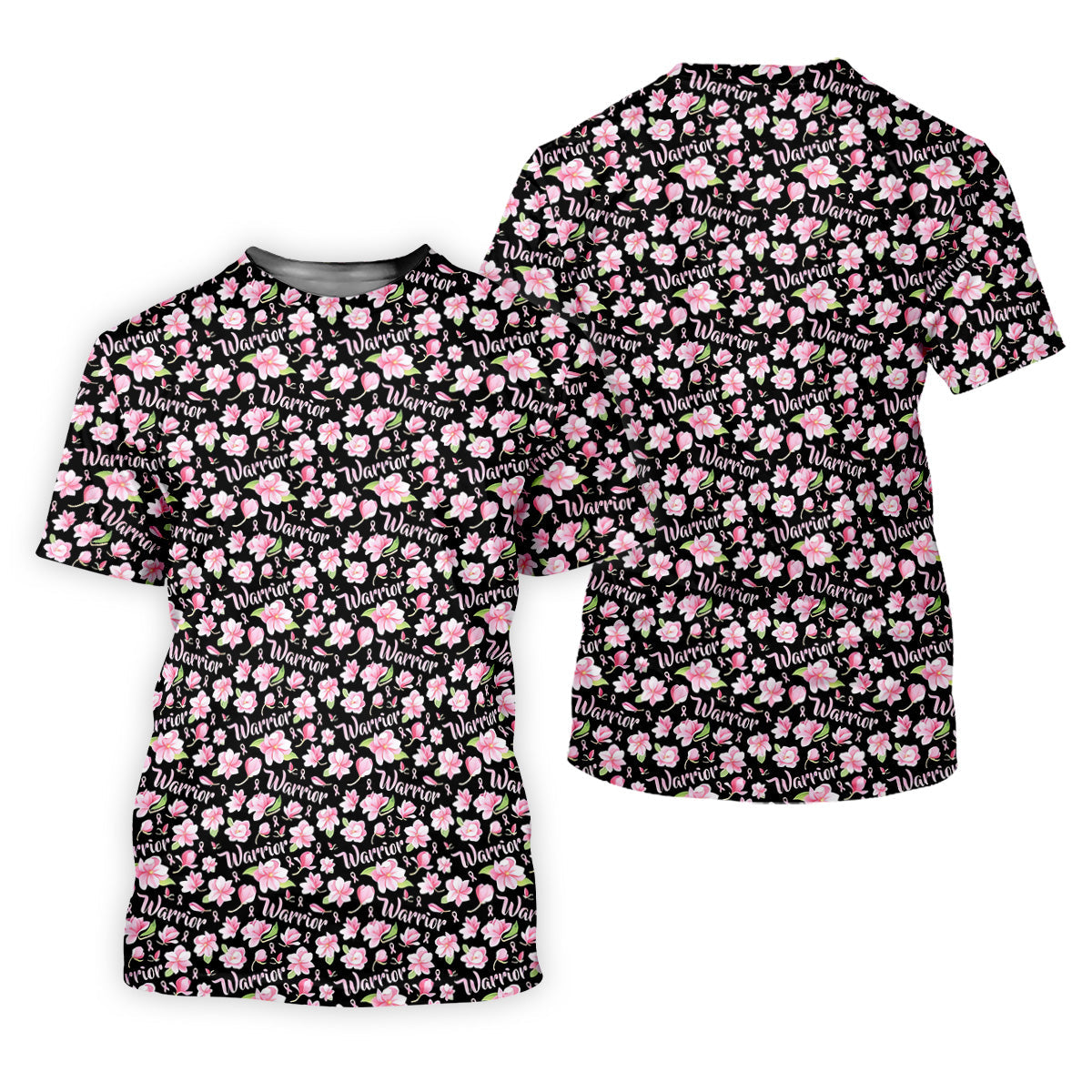 Warrior Pink Ribbons Floral Breast Cancer Golf Shirt, Polo Shirts For Men, Golfing Apparel