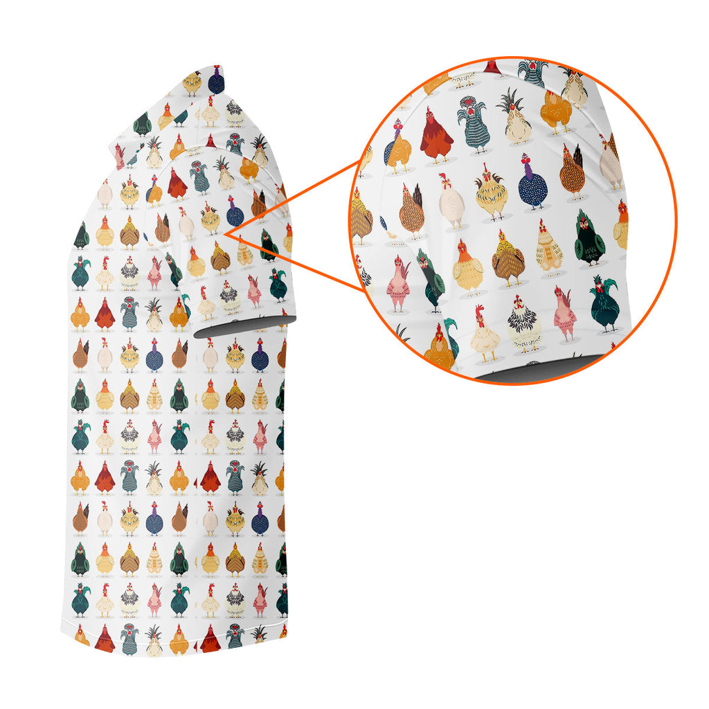Whimsical Chicken Fun Golf Shirts For Men, Cute Golf Outfit, Polo Shirts For Men, Golfing Apparel